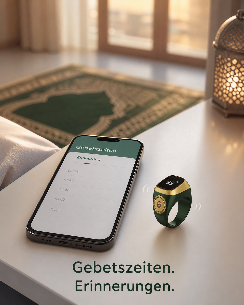 Zikr-Ring Smart – Dein digitaler Tasbih für Dhikr, Gebet & Qibla